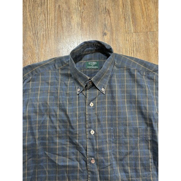 Gitman Bros Shirt Mens Medium Blue Check Button Up Casual Business Office - Picture 2 of 8